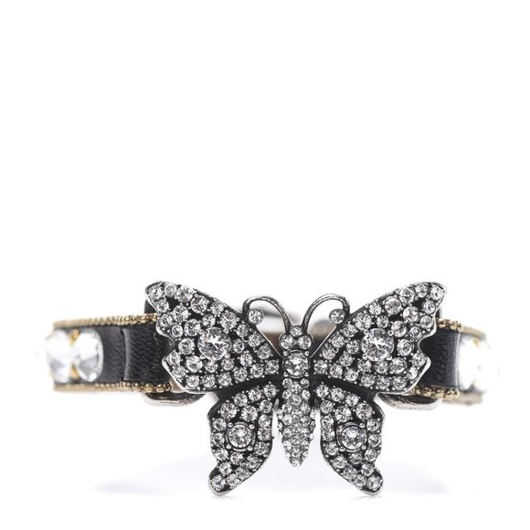 Gucci Crystal Butterfly Leather Cuff Bracelet NEW IN BOX STUNNING! - Picture 4 of 9